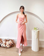 Pearl Spaghetti Straps Slit Maxi Gown CORAL PINK (S)