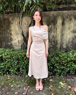 Satin Cowl Neck Midi Dress CHAMPAGNE (S-XL)