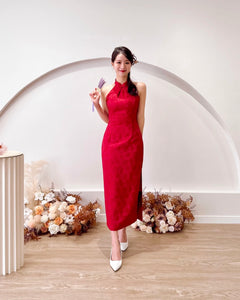 Classic Halter Side Slit Cheongsam CHERRY RED (S-L)