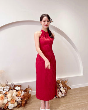 Classic Halter Side Slit Cheongsam CHERRY RED (S-L)