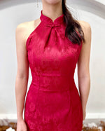 Classic Halter Side Slit Cheongsam CHERRY RED (S-L)